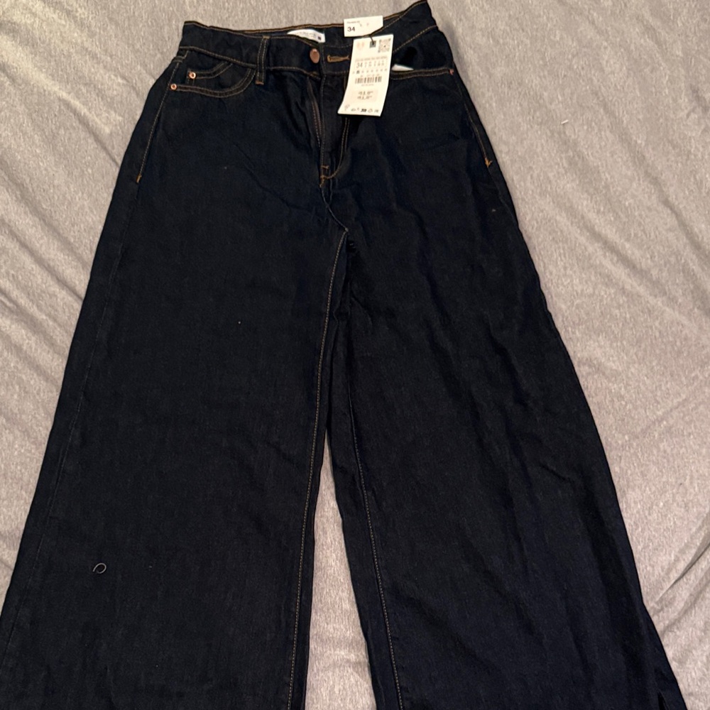 Zara  Women's Palazzo Fit Dark Blue Jeans